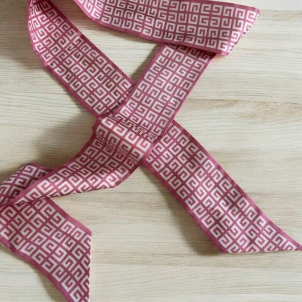 Givenchy Pink Silk Greek Key Scarf